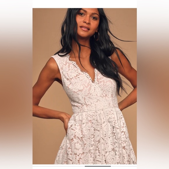 Lulu's Love Swept White Lace Dress - Picture 3 of 5